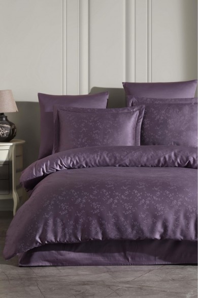 Tencel Jakar Nevresim Takımı Çift Kişilik - Eva Mürdüm