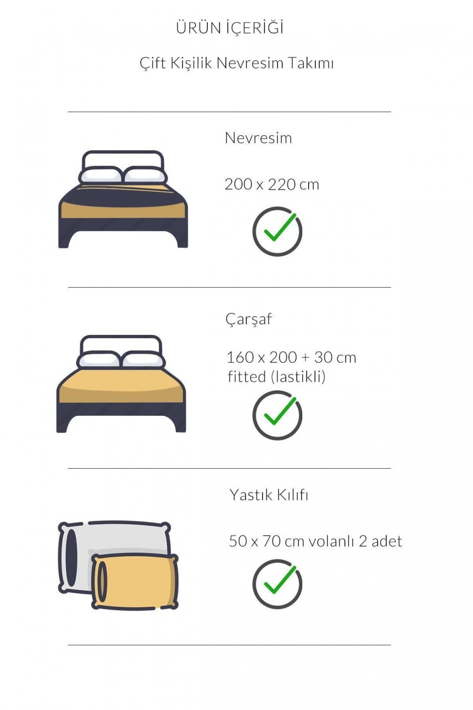 Lastikli Saten Çizgili Çift Kişilik Nevresim Takım v2