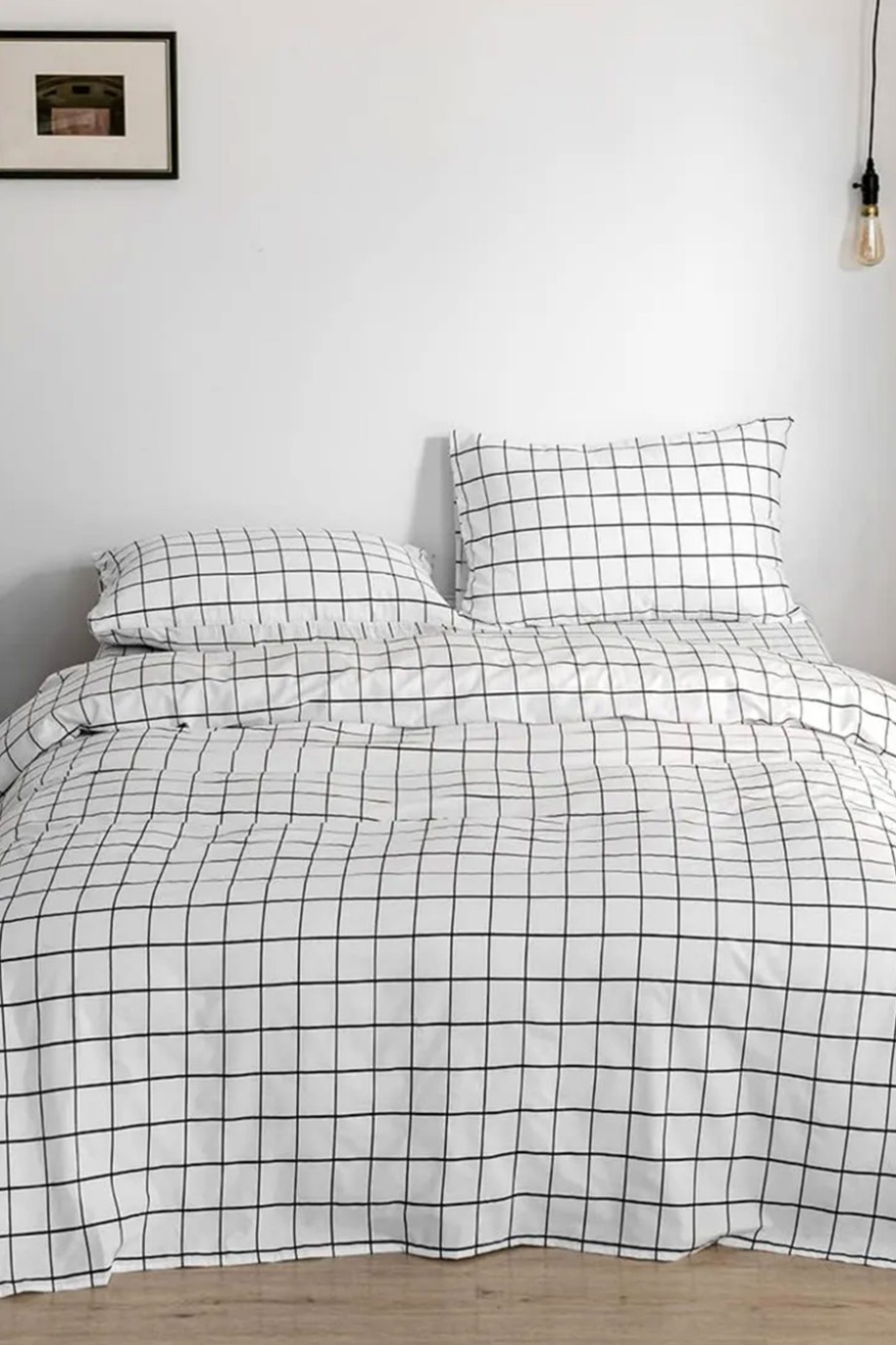 Nevresim Takımı Çift Kişilik Pamuklu Ekose ( 160x200 Lastikli Çarşaf+yorgan Kılıfı+2 Yastık Kılıfı)